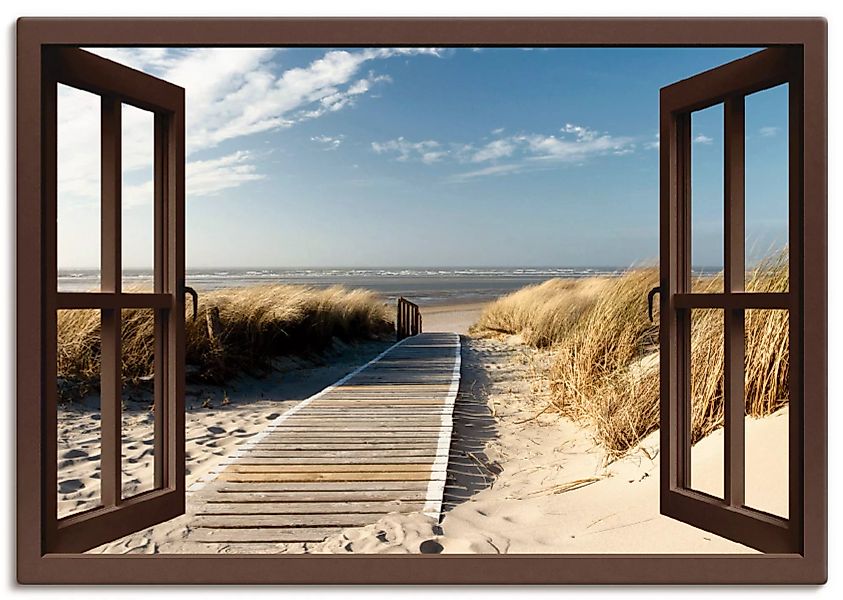 Artland Wandbild "Fensterblick Nordseestrand auf Langeoog", Fensterblick, ( günstig online kaufen