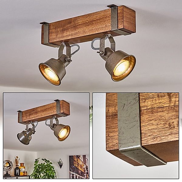 hofstein Deckenleuchte Deckenlampe aus Metall/Holz in günstig online kaufen