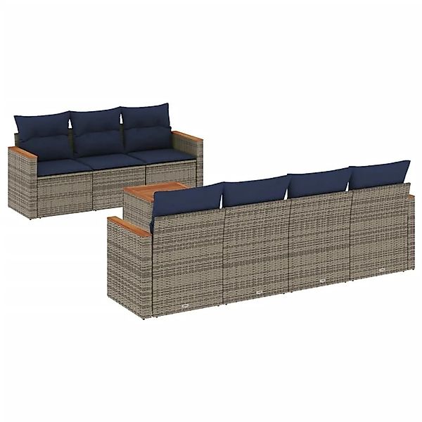 vidaXL 8-Tlg Gartensofa-Set mit Kissen Grau Polyrattan 3225809 günstig online kaufen