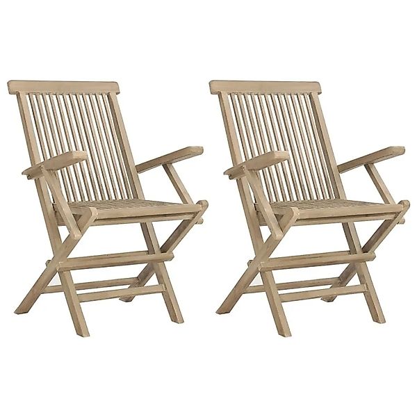 vidaXL Gartenstühle 2 Stk Klappbar Grau 56x61x89 cm Massivholz Teak 362764 günstig online kaufen