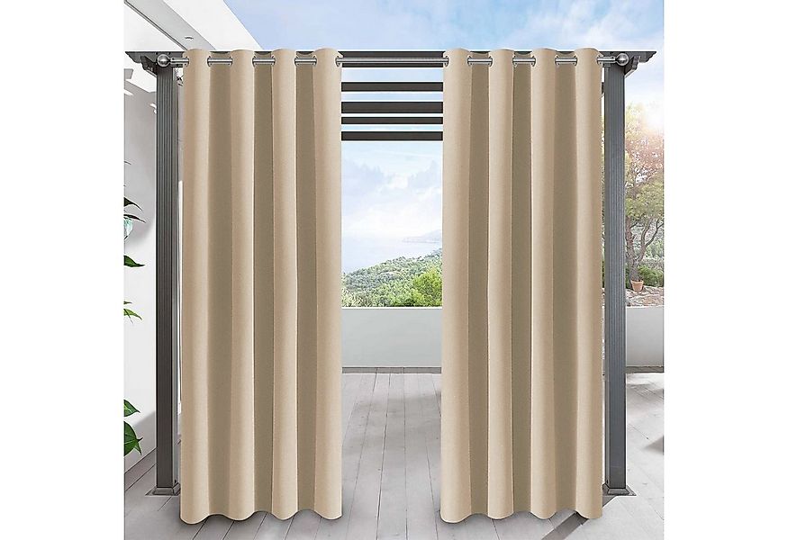 Jibenhome Outdoorvorhang Outdoor Vorhang Wetterfest mit Ösen, Sonnenschutz günstig online kaufen