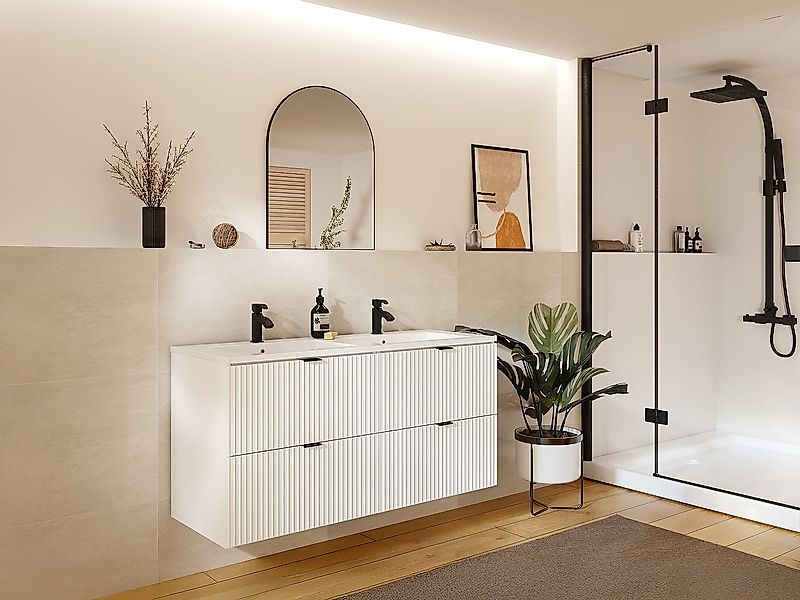 Waschbeckenunterschrank hängend unter Waschbecken - Weiß matt - 120 cm - ZE günstig online kaufen