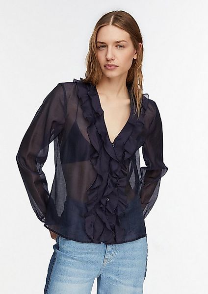 comma Langarmbluse Bluse Lyocell-Bluse mit Volants günstig online kaufen