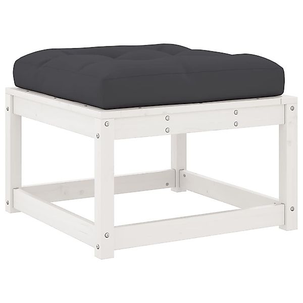 vidaXL Loungesofa Gartenhocker mit Kissen Weiß günstig online kaufen