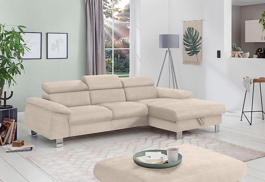 COTTA Ecksofa "Komaris L-Form, B: 244 cm" mit Kopfteilverstellung, optional günstig online kaufen