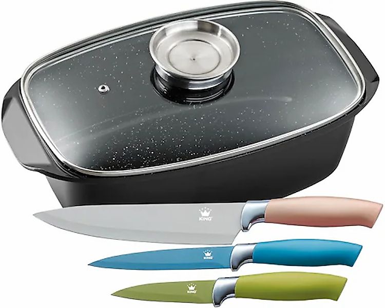 KING Bräter »5 Liter« Set, 3 Küchenmesser im Geschenketui, 5 Stk. tlg. Alum günstig online kaufen