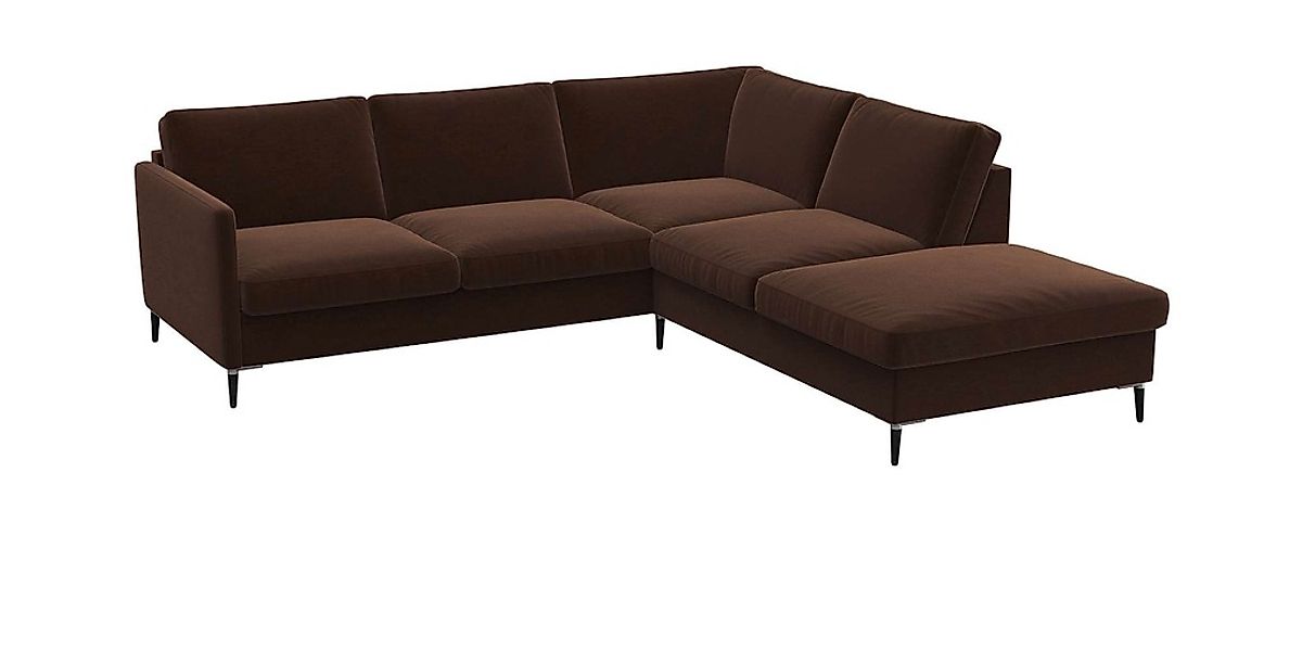 FLEXLUX Ecksofa »Fiore, L-Form«, schmale Armlehnen, Füße Alu/schwarz, B/T 2 günstig online kaufen
