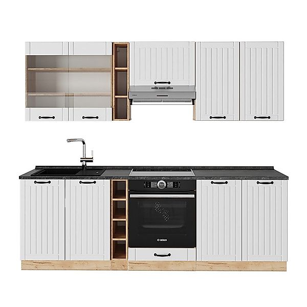 Vicco Küchenzeile Fame-Line, Weiß Landhaus/Goldkraft Eiche, günstig online kaufen