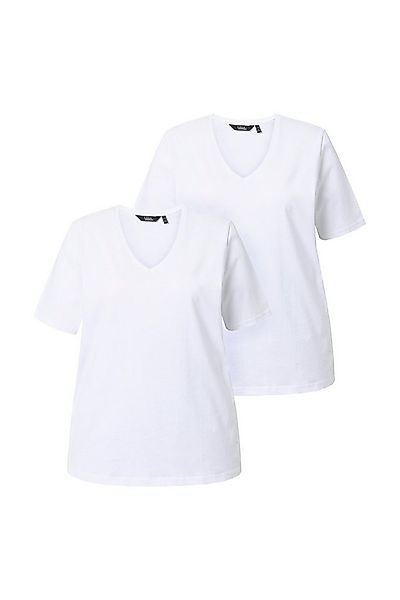 Ulla Popken T-Shirt T-Shirt Doppelpack V-Ausschnitt Regular Halbarm günstig online kaufen