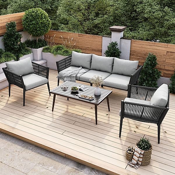 Flieks Gartenlounge-Set, 5-Sitzer Gartenmöbel-Set Balkonset mit günstig online kaufen