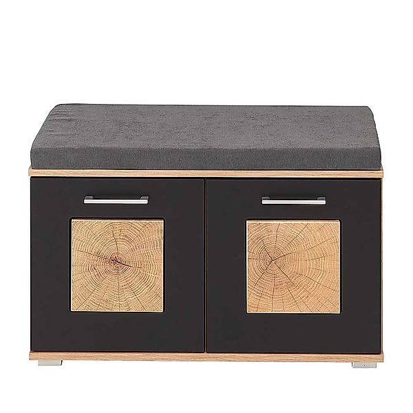 Schuhbank Garderobe modern in Wildeichefarben Schwarz günstig online kaufen