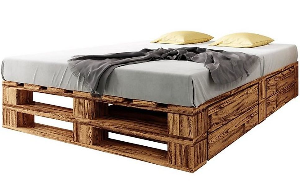 sunnypillow Palettenbett M2 aus Holz mit günstig online kaufen