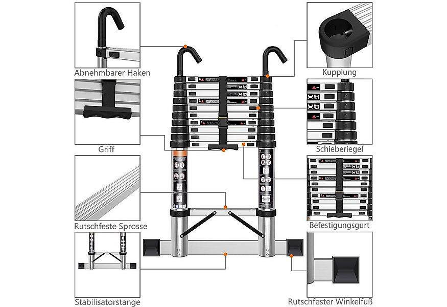 Bundviel Bockleiter Mehrzweckleiter Teleskopleiter Klappleiter Stehleiter L günstig online kaufen