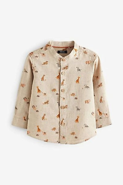 Next Langarmhemd Langärmeliges Stehkragenhemd Safarimuster (1-tlg) günstig online kaufen