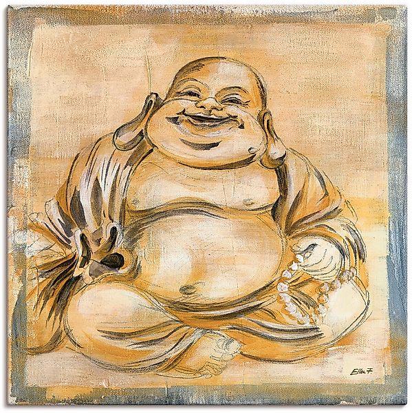Artland Wandbild "Fröhlicher Buddha I" Religion 1 Stk. tlg. als Leinwandbil günstig online kaufen