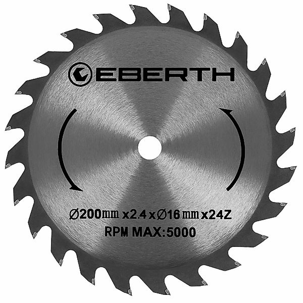 EBERTH Kreissägeblatt 200mm Durchmesser 16mm Bohrung 3,4mm Schnittbreite günstig online kaufen