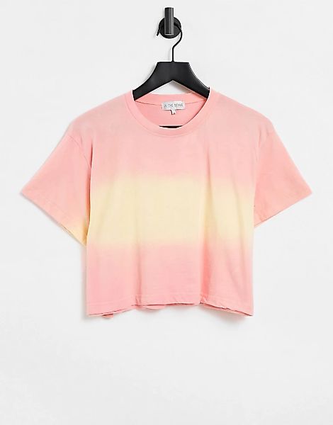In The Style – T-Shirt in kurzem Schnitt in Koralle mit Batikmuster-Rosa günstig online kaufen
