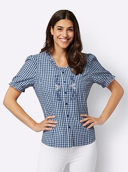 Sieh an! Klassische Bluse Karo-Bluse Kurzarm günstig online kaufen