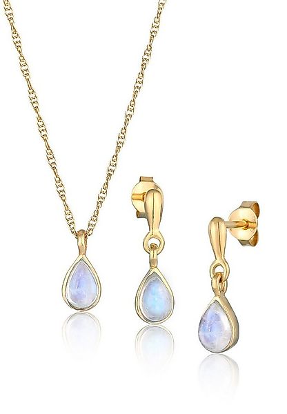 Elli Premium Schmuckset Mondstein Tropfen Kette Ohrhänger 925 Silber, Tropf günstig online kaufen