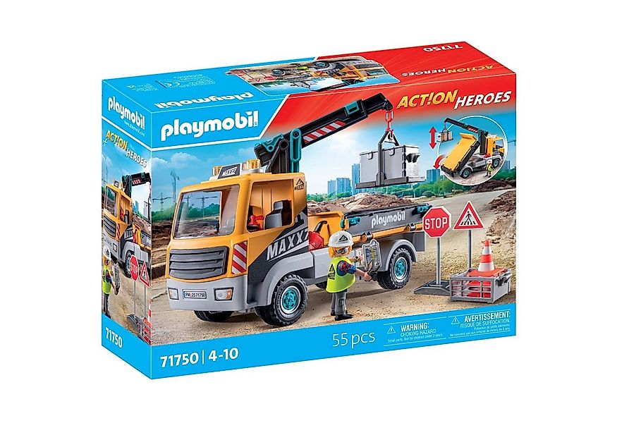 Playmobil® 71750 Baustellen-LKW mit Kran Konstruktions-Spielset günstig online kaufen
