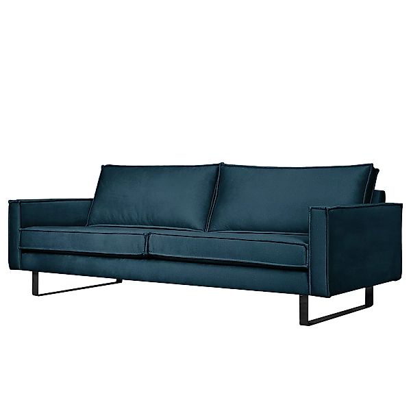 home24 ars manufacti Sofa Liel II 3-Sitzer Marineblau Samt 222x84x94 cm günstig online kaufen