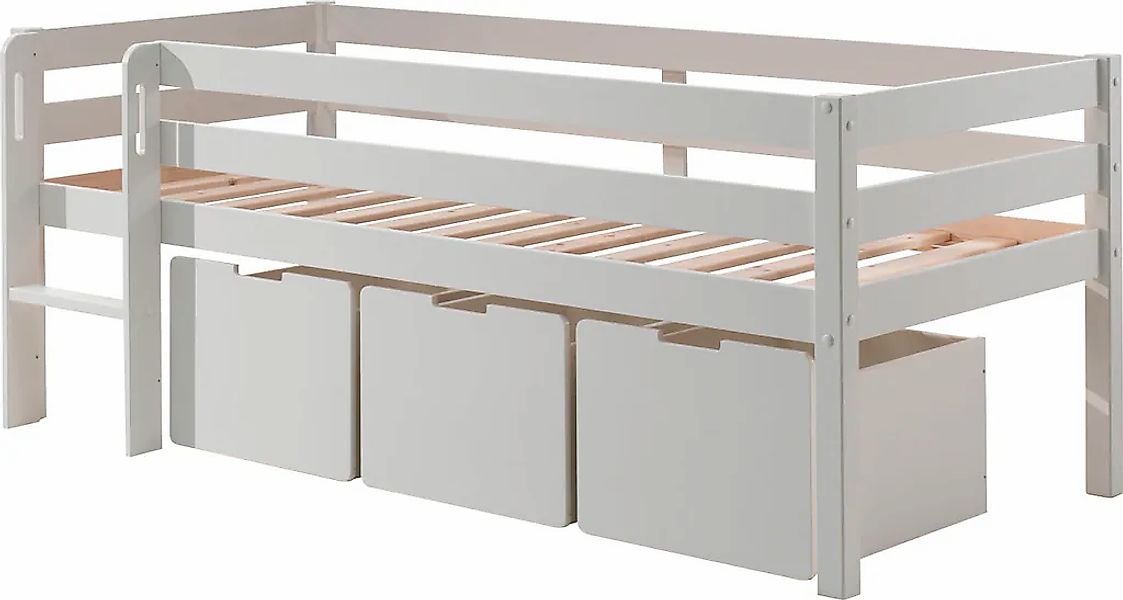 Vipack Spielbett "Pino, Kiefer massiv, mit Rolllattenrost, 3 Rollboxen, Mad günstig online kaufen
