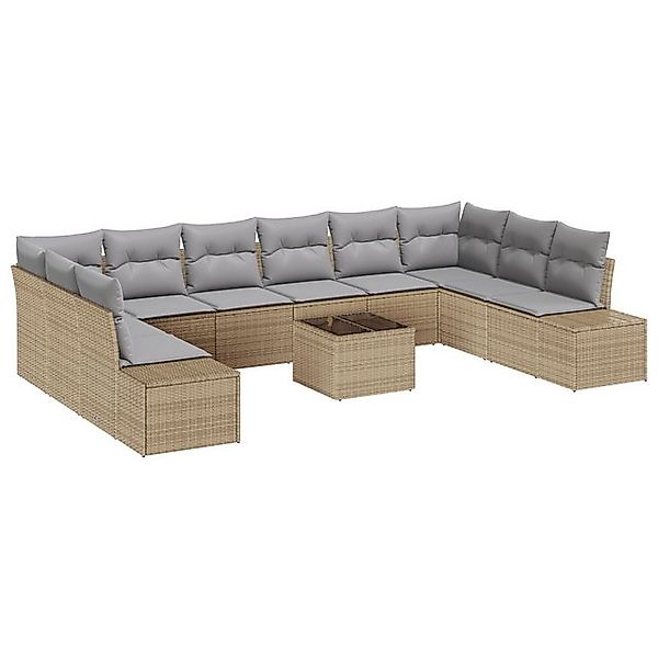 vidaXL Loungesofa 11-teiliges Garten Sofa Set mit Kissen Schwarz Poly Ratta günstig online kaufen
