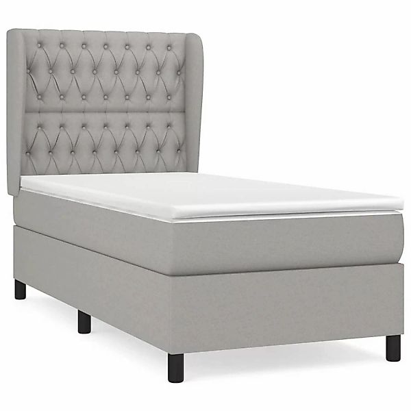 Vidaxl Boxspringbett Mit Matratze Hellgrau 100x200 Cm Stoff günstig online kaufen