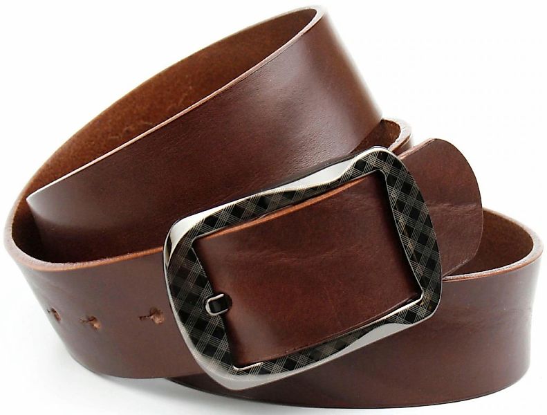 Anthoni Crown Ledergürtel mit gemusterter Gürtelschließe günstig online kaufen