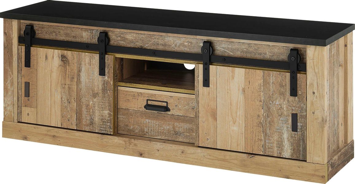 Home affaire Lowboard "SHERWOOD" Holz Dekor, mit Scheunentorbeschlag und Ap günstig online kaufen
