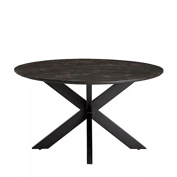 Esszimmertisch schwarz rund aus Mangobaum Massivholz & Metall Schweizer Kan günstig online kaufen