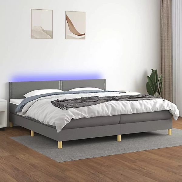 Vidaxl Boxspringbett Mit Matratze & Led Dunkelgrau 200x200 Cm Stoff günstig online kaufen