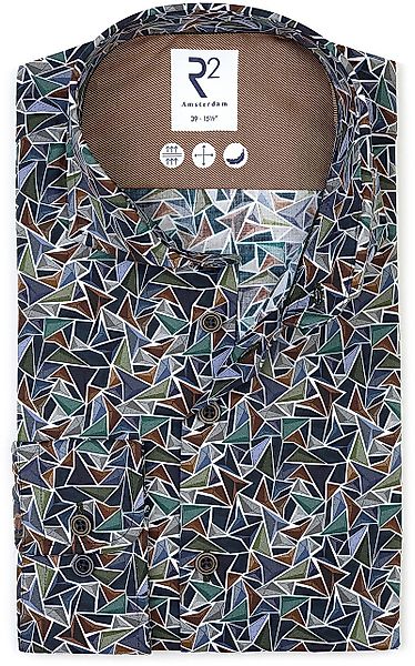 R2 Hemd Poplin Triangle Impression Grün - Größe 38 günstig online kaufen