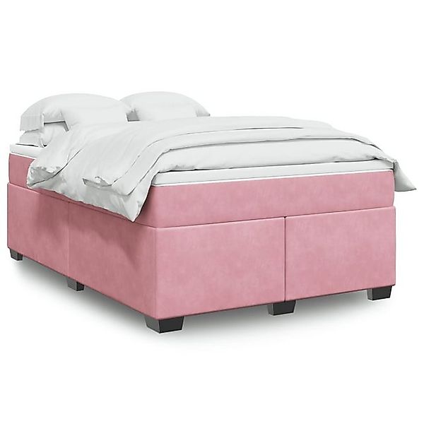 vidaXL Boxspringbett, Boxspringbett mit Matratze Rosa 140x200 cm Samt günstig online kaufen