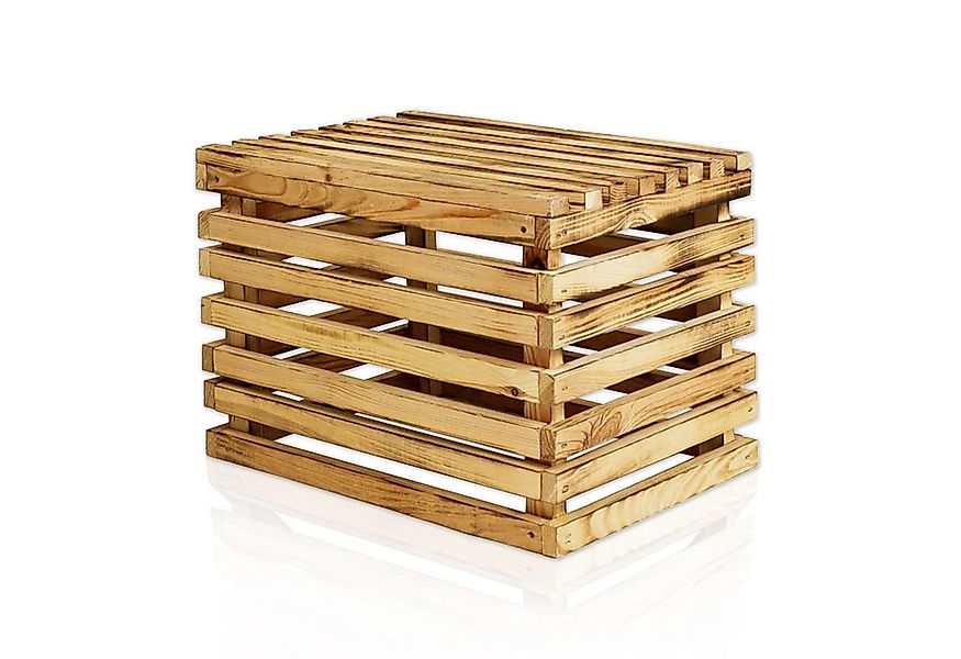 Lycce Sitzhocker Holzkiste, Weinkiste, Hocker mit Stauraum aus geflammtem H günstig online kaufen