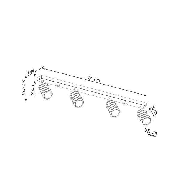 Deckenstrahler Karbon, weiß, Länge 81 cm, Aluminium, 4-flg. günstig online kaufen