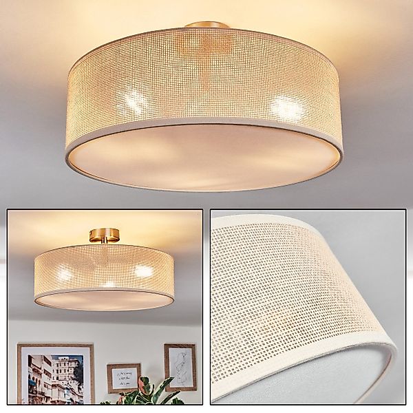 hofstein Deckenleuchte Deckenlampe aus Metall/Papiergeflecht/Stoff/Kunststo günstig online kaufen