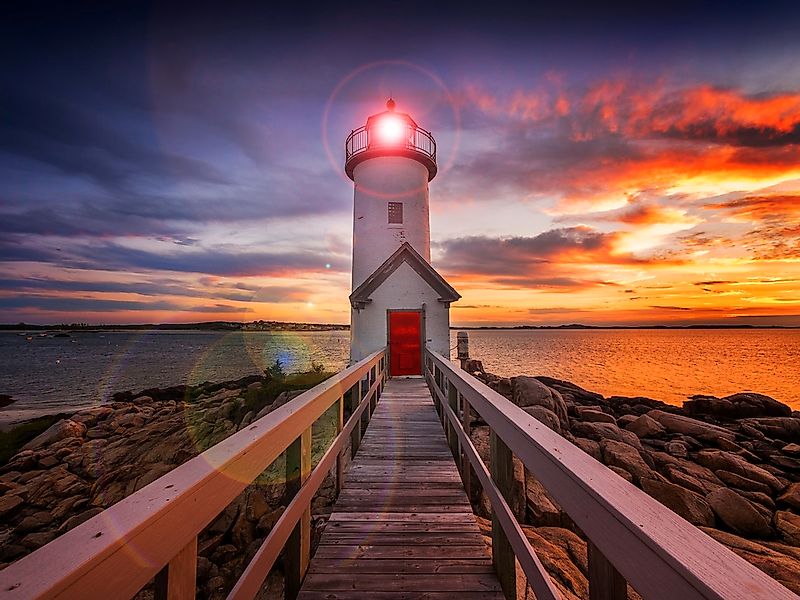 Papermoon Fototapete "Annisquam Lighhouse Sunset" glatt günstig online kaufen