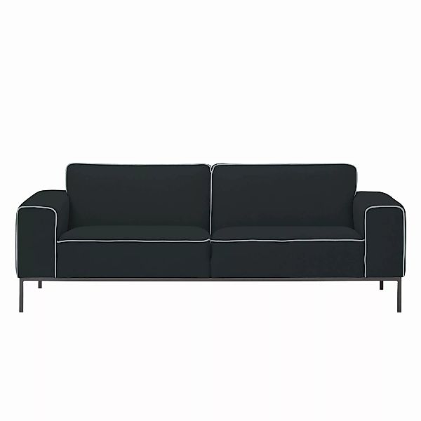 home24 Studio Copenhagen Sofa Ampio Duo 3-Sitzer Anthrazit Webstoff 205x77x günstig online kaufen