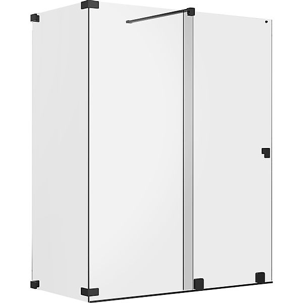 Schöner Wohnen Dusch-Schiebetür Walk-In m. Wand L Schwarzmatt 130 x 110 x 2 günstig online kaufen