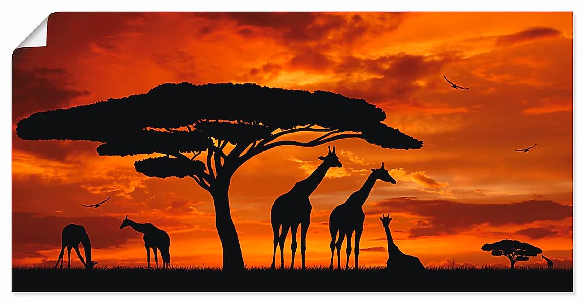Artland Wandbild "Herde von Giraffen im Sonnenuntergang", Wildtiere, (1 St. günstig online kaufen