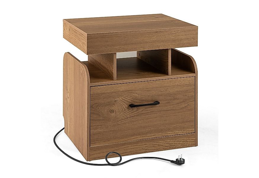 COSTWAY Nachttisch (1-St), Beistelltisch, Sofatisch, mit Ladestation, Schub günstig online kaufen