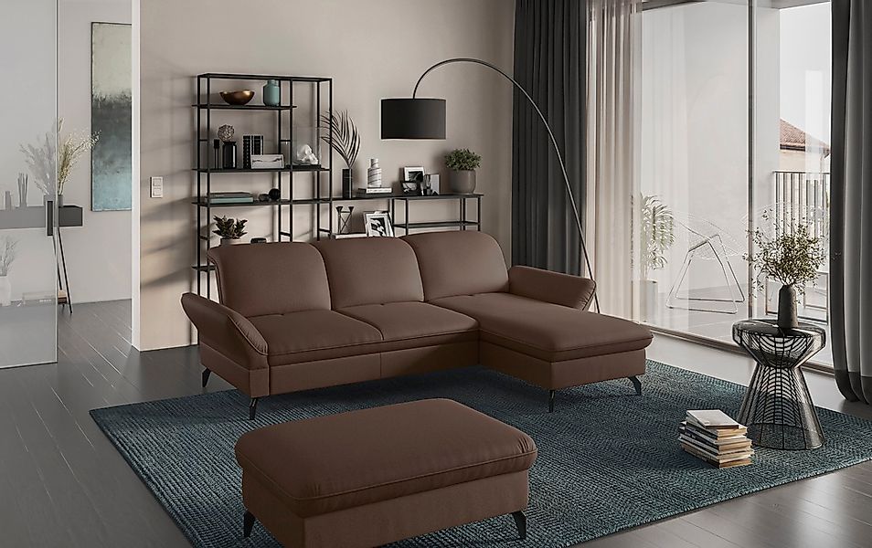sit&more Ecksofa »Leandro L-Form« Wahlweise mit Bett-, Kopfteil - und Armle günstig online kaufen