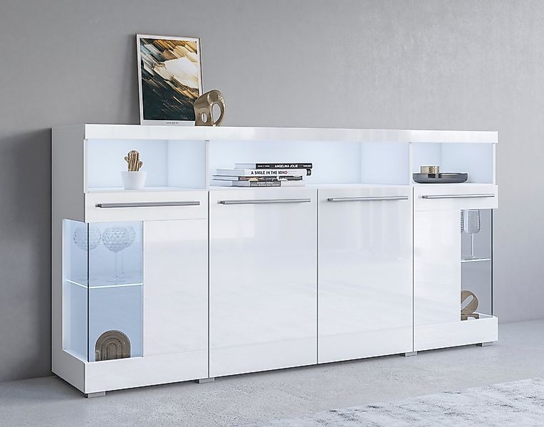 INOSIGN Sideboard India,Breite 182cm, stilvolle Kommode mit Glastüren, Komb günstig online kaufen