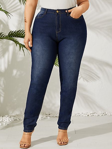 Plus Size Classic Jeans mit fünf Taschen und Quastendetails günstig online kaufen