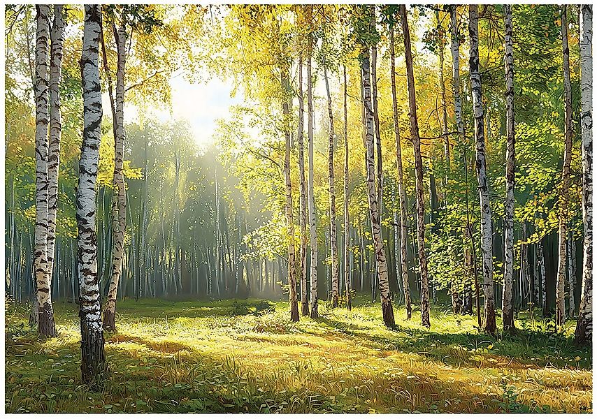 Wallarena Fototapete Wald Natur Birken Vlies Tapete Wohnzimmer Schlafzimmer günstig online kaufen