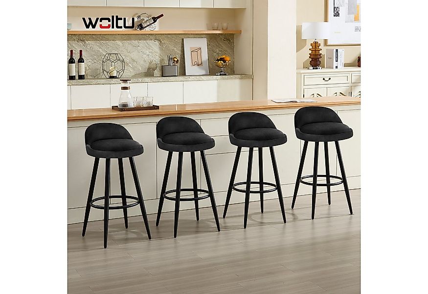 Woltu Barhocker (1 St), Barstuhl Hocker mit Fußstütze aus Samt Metall schwa günstig online kaufen