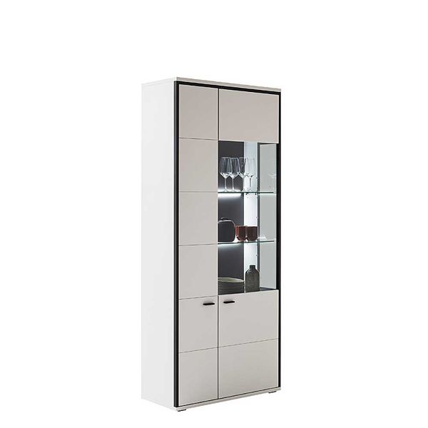 Esszimmer Vitrine weiss in modernem Design 199 cm hoch günstig online kaufen