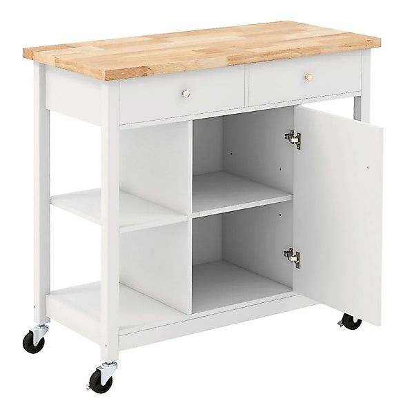 Costway Küchenwagen mit Rollen und Arbeitsplatte Weiß 99 x 46 x 90 cm günstig online kaufen