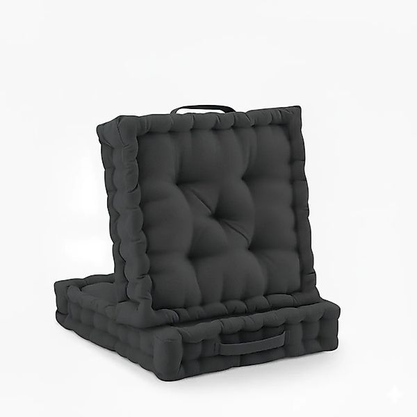 Beautissu Mila Stuhlkissen 50x50x10cm Anthrazit 2tlg günstig online kaufen